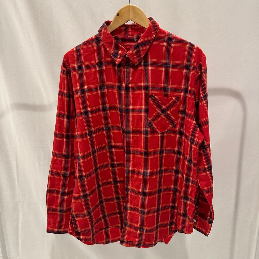 Killion Red Plaid Casual Button Down Shirt Flannel
